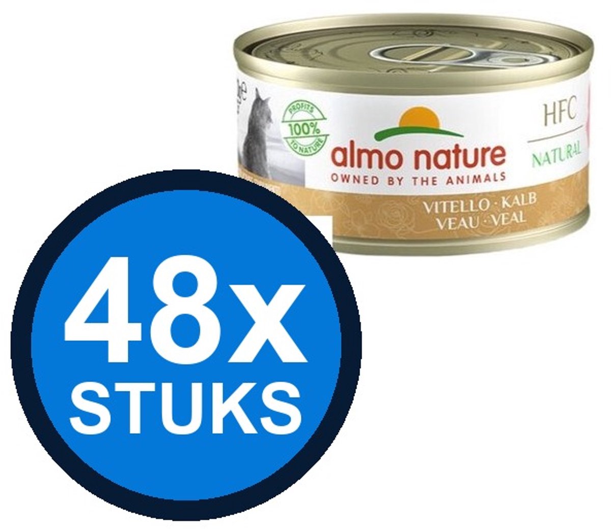 48x Almo Nature HFC - Kattenvoer Natvoer Blik - Natural - Kalf - 70g
