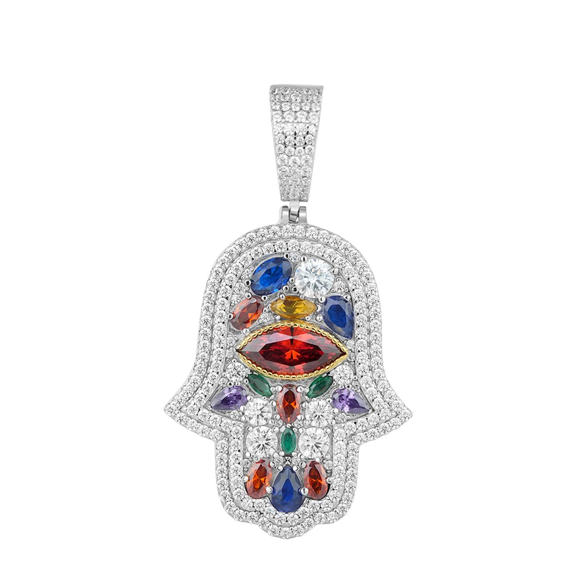 Juwelier Zwartevalk - Zilveren (gerhodineerd) hand van Fatima hanger - 24.401