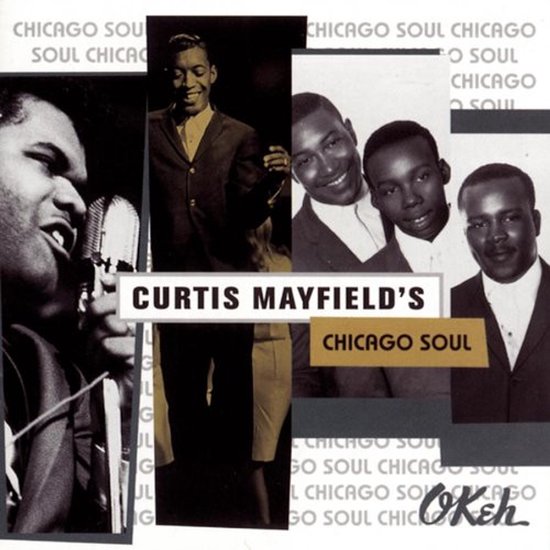 Curtis Mayfield's Chicago Soul albumhoes met vier portretten van mannen in pak.