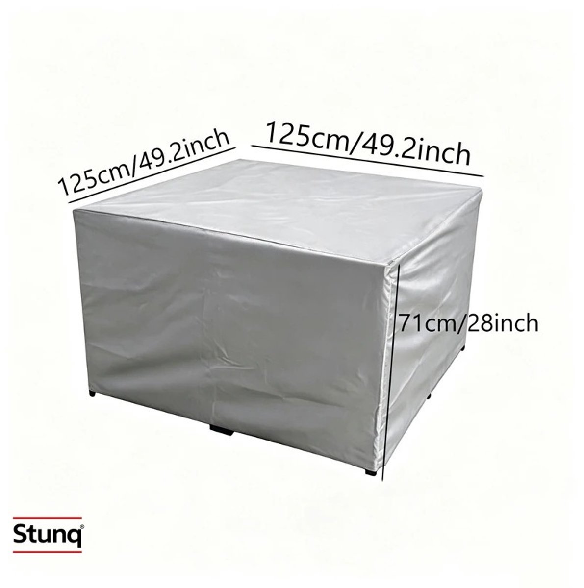 Stunq Waterdichte buitenhoes voor tuinmeubelen 125x125x71 cm – UV- en regenbestendig grijs