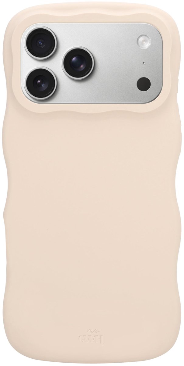 xoxo Wildhearts Silicone Wavy Case - Beige - Geschikt voor iPhone 17 Pro - Golvend hoesje - Siliconen hoesje met golven - Wolken telefoonhoesje - Vlekbestendig - Crème / Beige
