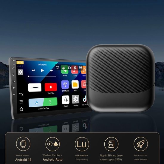 Smart Ai Doos Android 14 Auto Machine Interconnectie Bedraad naar Draadloze Carplay Adapter Android 14 Carplay Ai Box Draadloze Carplay 2 + 16G — afbeelding 2
