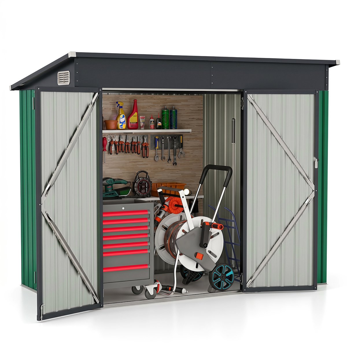 COSTWAY Tuinhuisje 235 x 117 x 185 cm (groen)