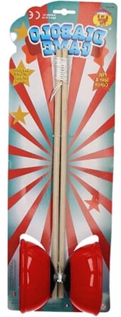 Diabolo Jongleer Set - Chinese Yoyo - Vaardigheden Oefenen - Soepel Lagersysteem - 18x12 cm - Rood