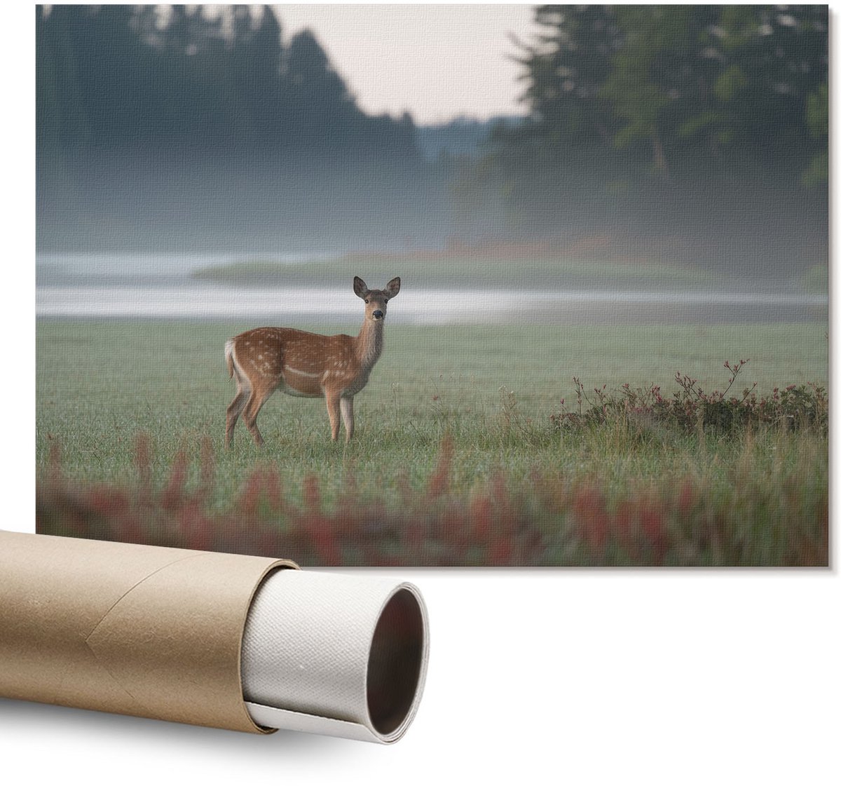 Coloray Polycanvas Wandposter - Bloemenvelden, Fotografie - A1 - Groen Illustratie - Rechthoek - Canvasposter - Woonkamer - Klassiek
