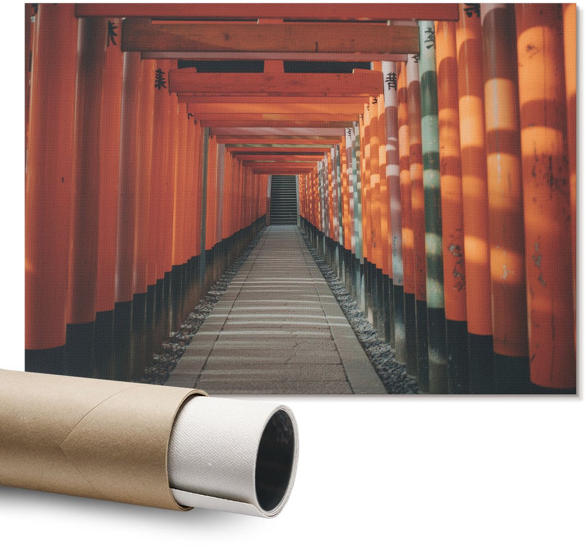 Coloray Polycanvas Wandposter – Tunnel In Azië, Oranje – A1 – Bruin Kunstwerk – Rechthoek – Wandkunst – Slaapkamer – Klassiek