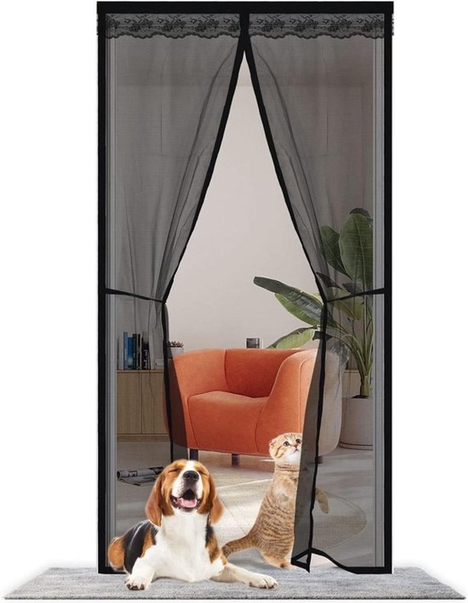 Magnetisch Vliegengordijn - Horndeur Muggennet - Insecten Buiten Houden - Automatische Sluiting - 250x250cm - Zwart