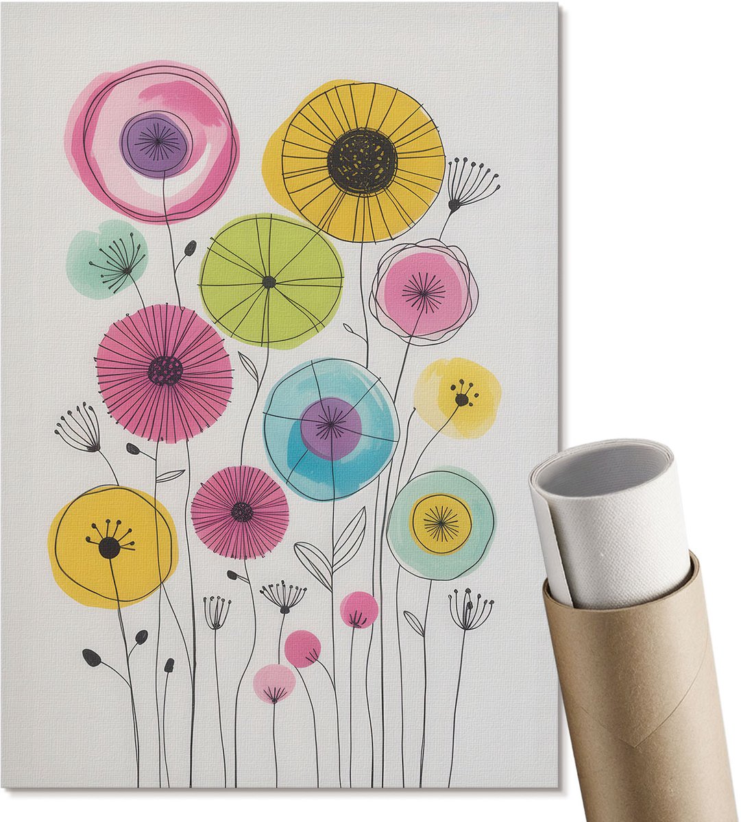 Coloray Polycanvas Poster - Kustlandschap, Groente - A3 - Wit Wanddecoratie - Rechthoek - Kunstposter - Slaapkamer - Minimalist