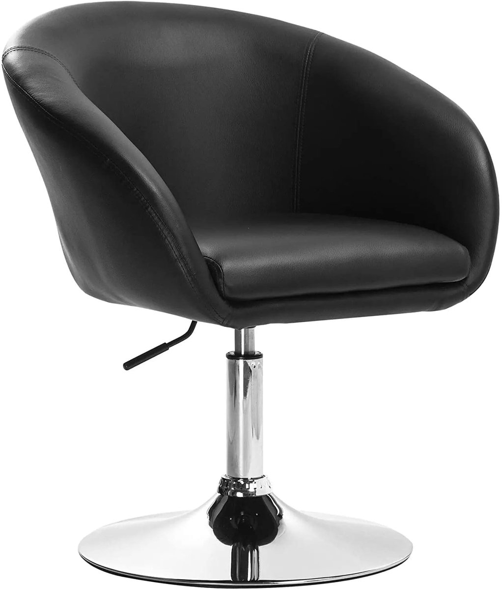 Klarven® Barkruk met Rugleuning Leer zwart - Barkrukken met Rugleuning - Bar Chair - Barkrukken , verstelbaar en draaibaar - Zithoogte 44 tot 57 cm