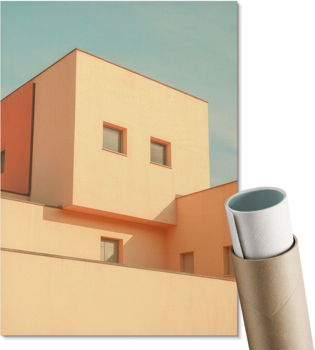 Coloray Polycanvas Wandposter - Straatbeeld, Grijs - A2 - Zwart-wit Motief - Rechthoek - Canvasposter - Slaapkamer - Minimalist