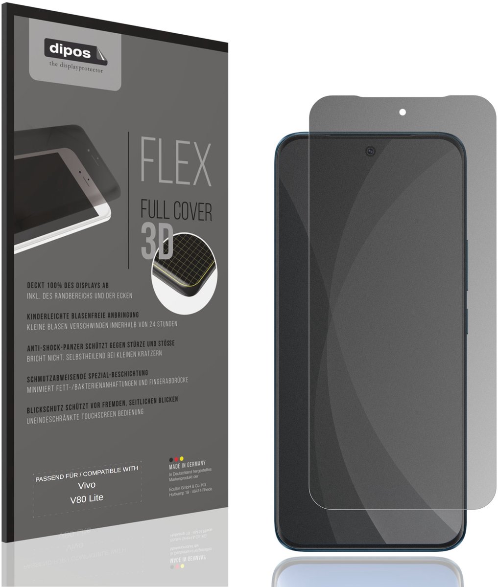 dipos FLEX – Matte Privacy Screenprotector geschikt voor Vivo V80 Lite | Volledige Schermbescherming | Case-Friendly