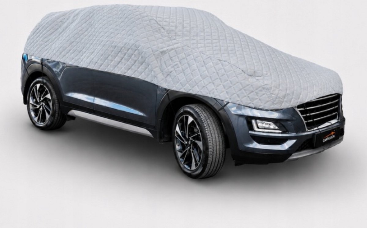 CarPassion Autohoes - Half Cover - Beschermhoes - Waterdicht & Vorstbestendig - Maat XL - Grijs - 485 cm