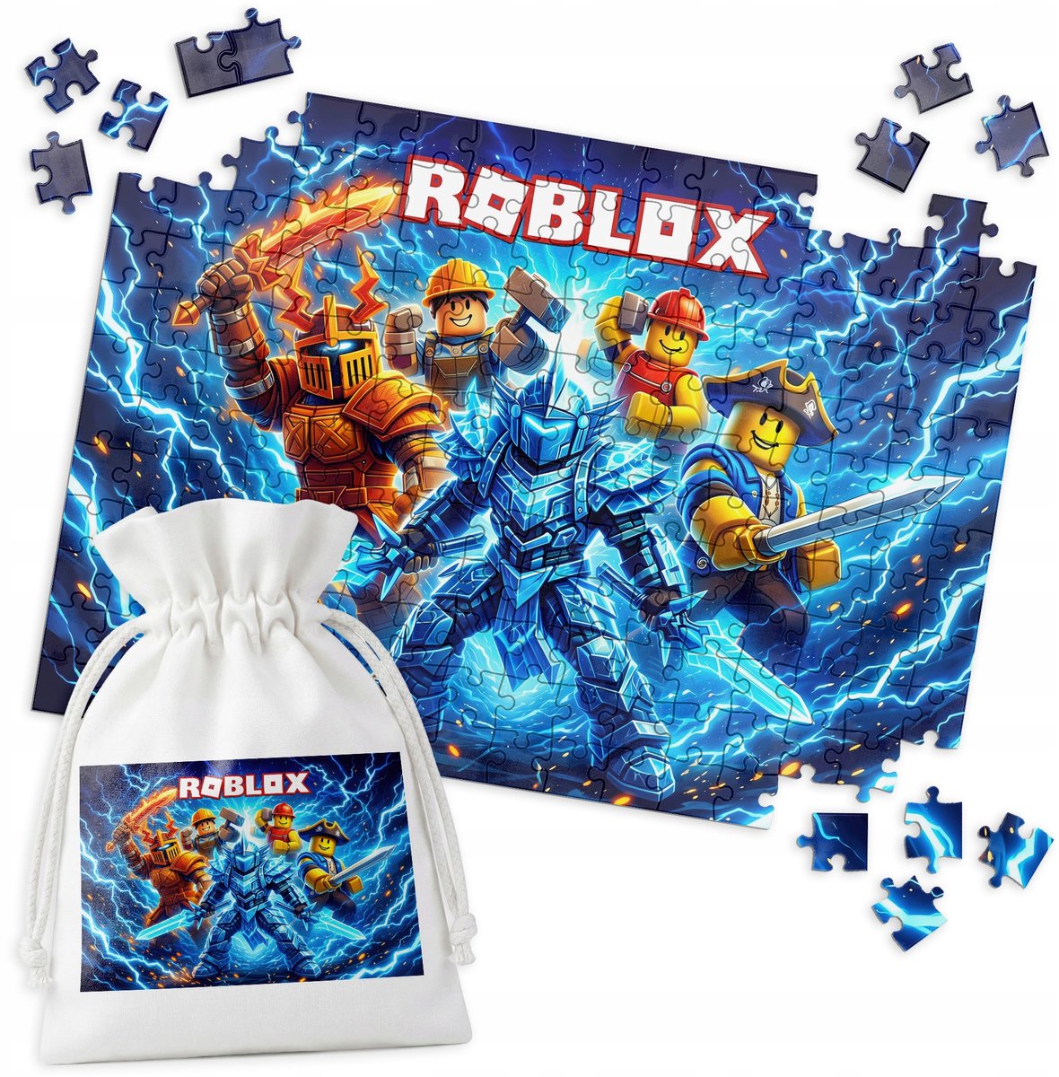 Merkloos Kinderpuzzel 192 Stukjes - Roblox Zwaarden Thema
