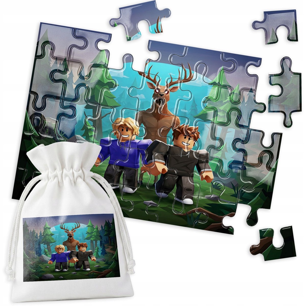 Houten puzzel: Bosdieren & Nacht - 35 Stukjes
