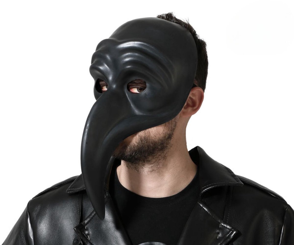 Atosa Halloween snavel verkleedmasker - volwassenen - Carnaval - zwart - Venetiaans - dierenmaskers - vogel kraai - Plague masker