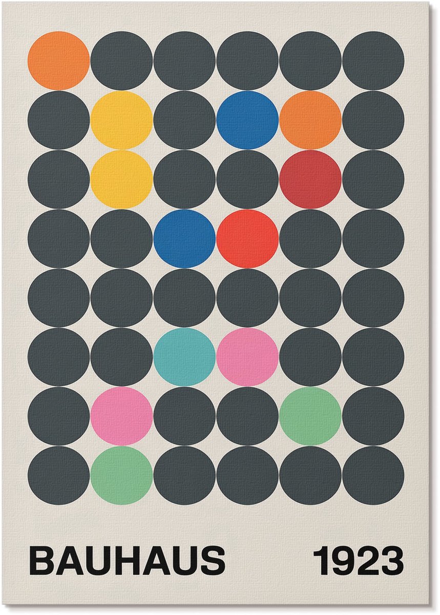 Tulup Polycanvas Poster - Bauhaus-Abstractie, Illustratie - A4 - Zwart Wanddecoratie - Rechthoek - Wandkunst - Woonkamer, Slaapkamer, Kantoor - Modern