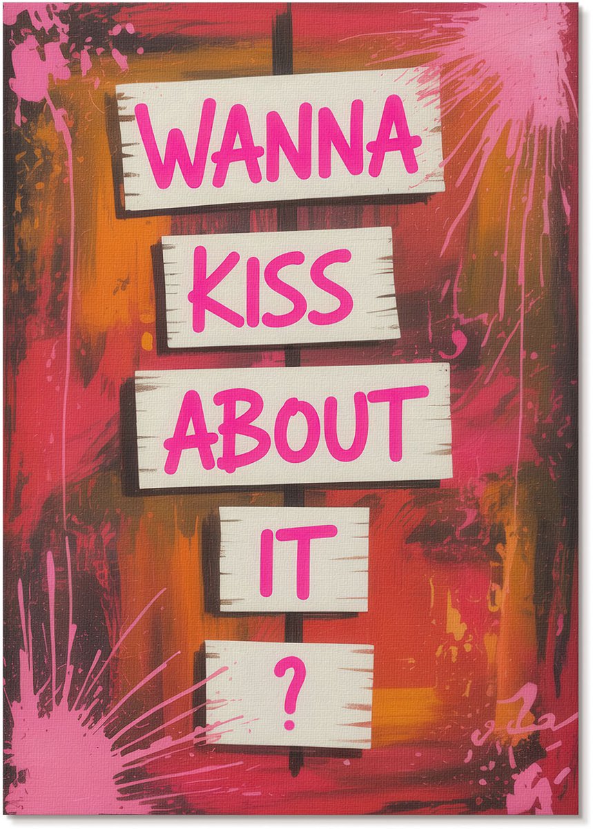 Tulup Polycanvas Wandposter - Wil Je Erover Zoenen?, Typografie - A4 - Oranje Poster - Rechthoek - Wandkunstwerk - Woonkamer, Slaapkamer, Kantoor - Expressief