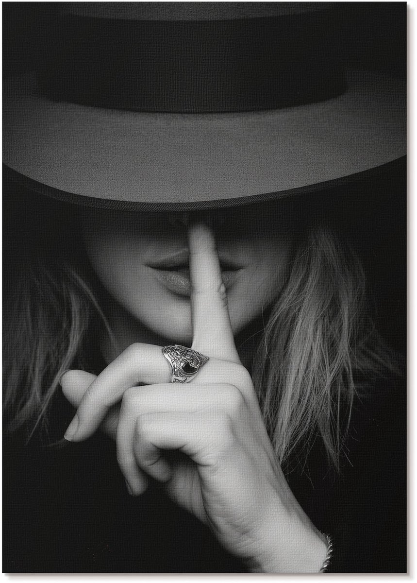 Tulup Polycanvas Poster - Mysterieuze Elegantie, Fotografie - A4 - Zwart-wit Wandposter - Rechthoek - Muurdecoratie - Woonkamer, Slaapkamer, Kantoor - Glamour
