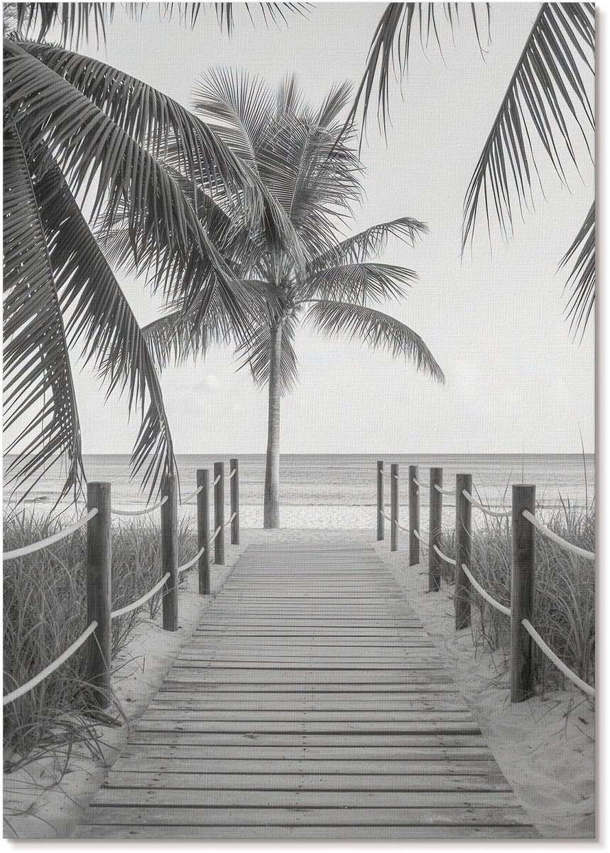 Tulup Polycanvas Wandposter - Tropisch Paradijs, Fotografie - A4 - Zwart-wit Kunst - Rechthoek - Interieurdecoratie - Woonkamer, Slaapkamer, Kantoor - Klassiek