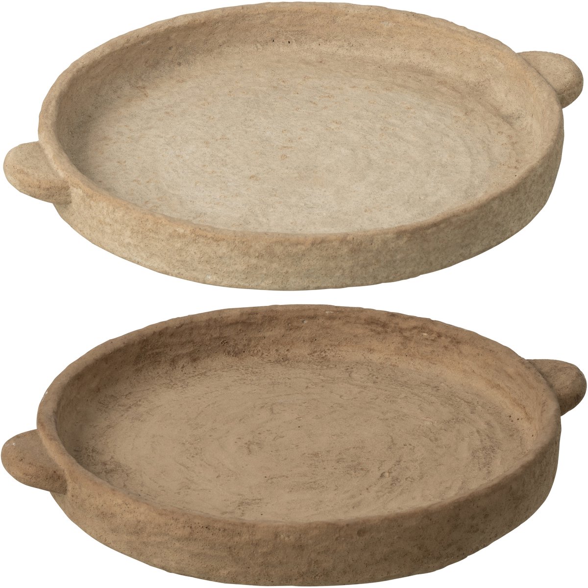 J-Line bord Rond - cement - beige/bruin - large - set van 2