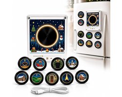 Magnetische Muziekspeler voor Koelkast - Kerst Muziekdoos met 9 NFC Mini Vinylplaten - MP3 - Kerstmuziek - Retro Vinyl - USB-C Oplaadbaar - Kerstdecoratie