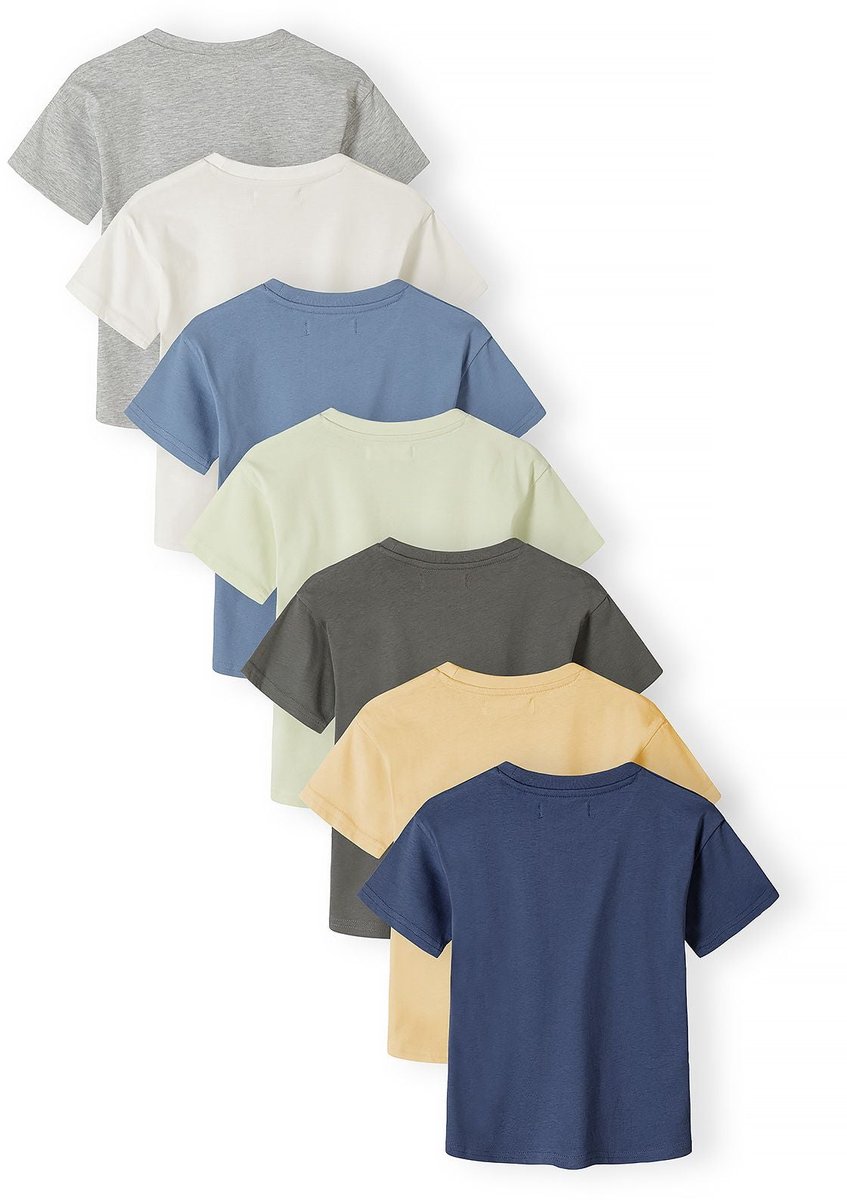 Minoti T-shirt jongens 7-pack 100% katoen - grijs