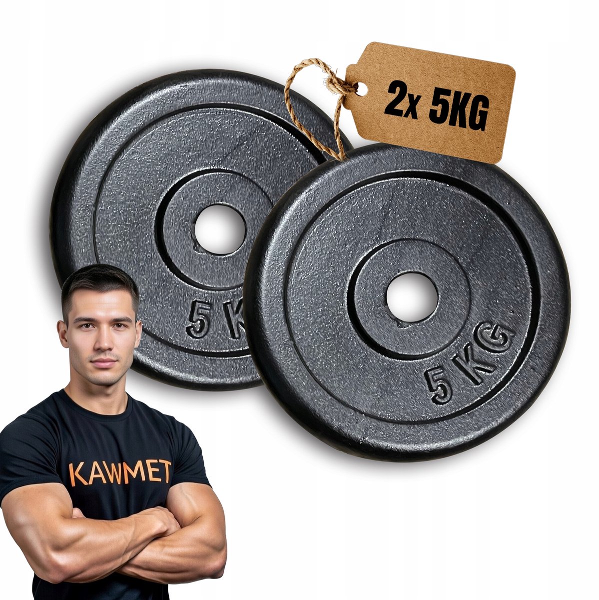 KAWMET Gietijzeren Halterschijven 2x 5kg - 31mm Diameter