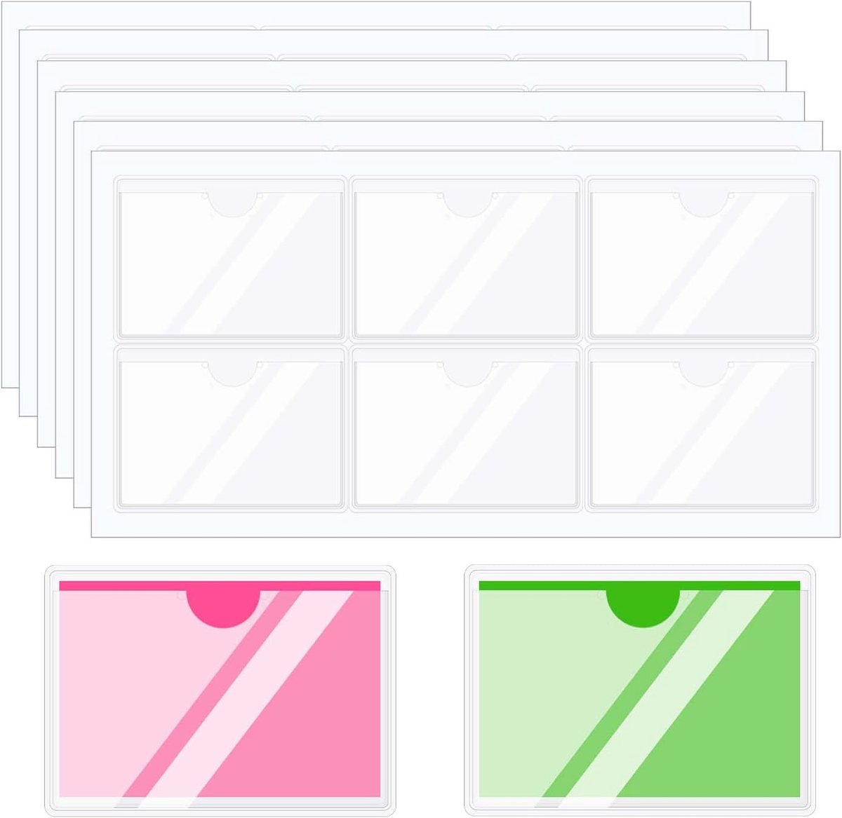 Zelfklevende indexkaarthoezen, 18 stuks, transparant, PVC, 93 x 55 mm