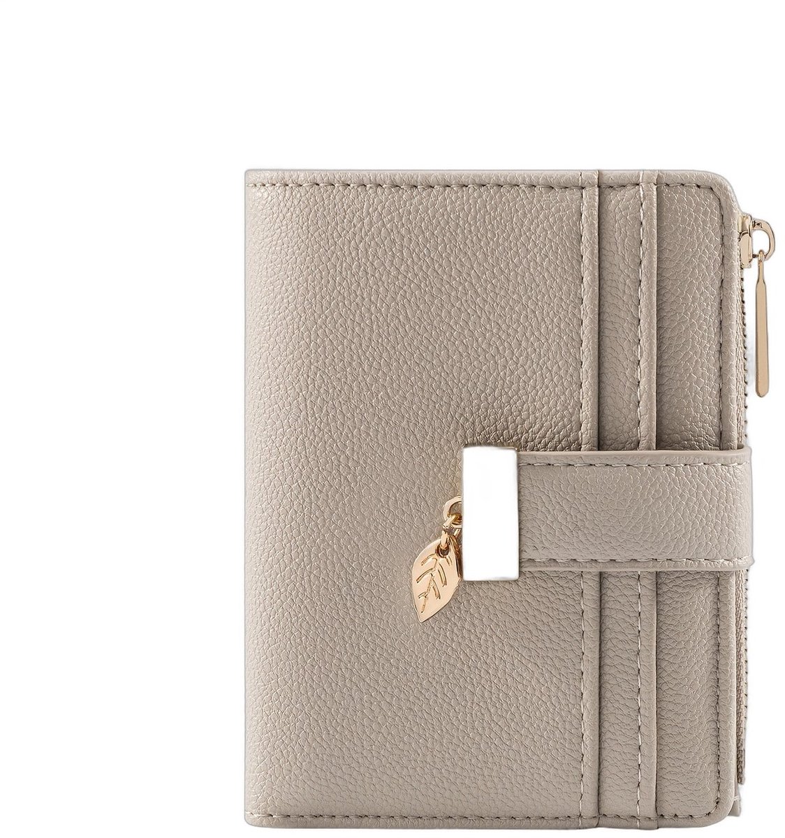Currero Portomonee - Portemonnee Dames & Heren - RFID Anti Skim - Pasjeshouder - Klein Model - Met Rits - Kunstleer - Beige