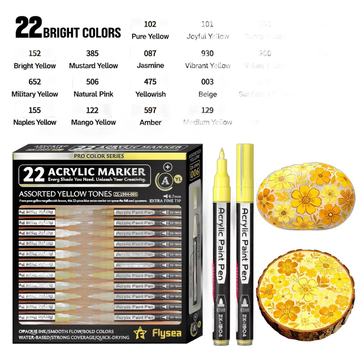 Currero Aquamarkers - Twinmarkers - Brushpennen - Stiften - Markeerstiften Op Waterbasis - Dual Tip - Tekenen En Kleuren - Geel