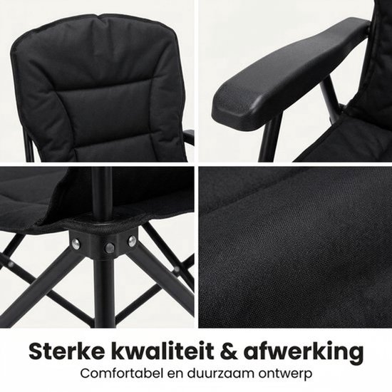 Campingstoelen Set van 2 Opvouwbaar - Kampeerstoel met Hoge Rugleuning - Vouwstoel voor Camping en Strand - Incl. Draagtas - Klapstoel Buiten — afbeelding 5