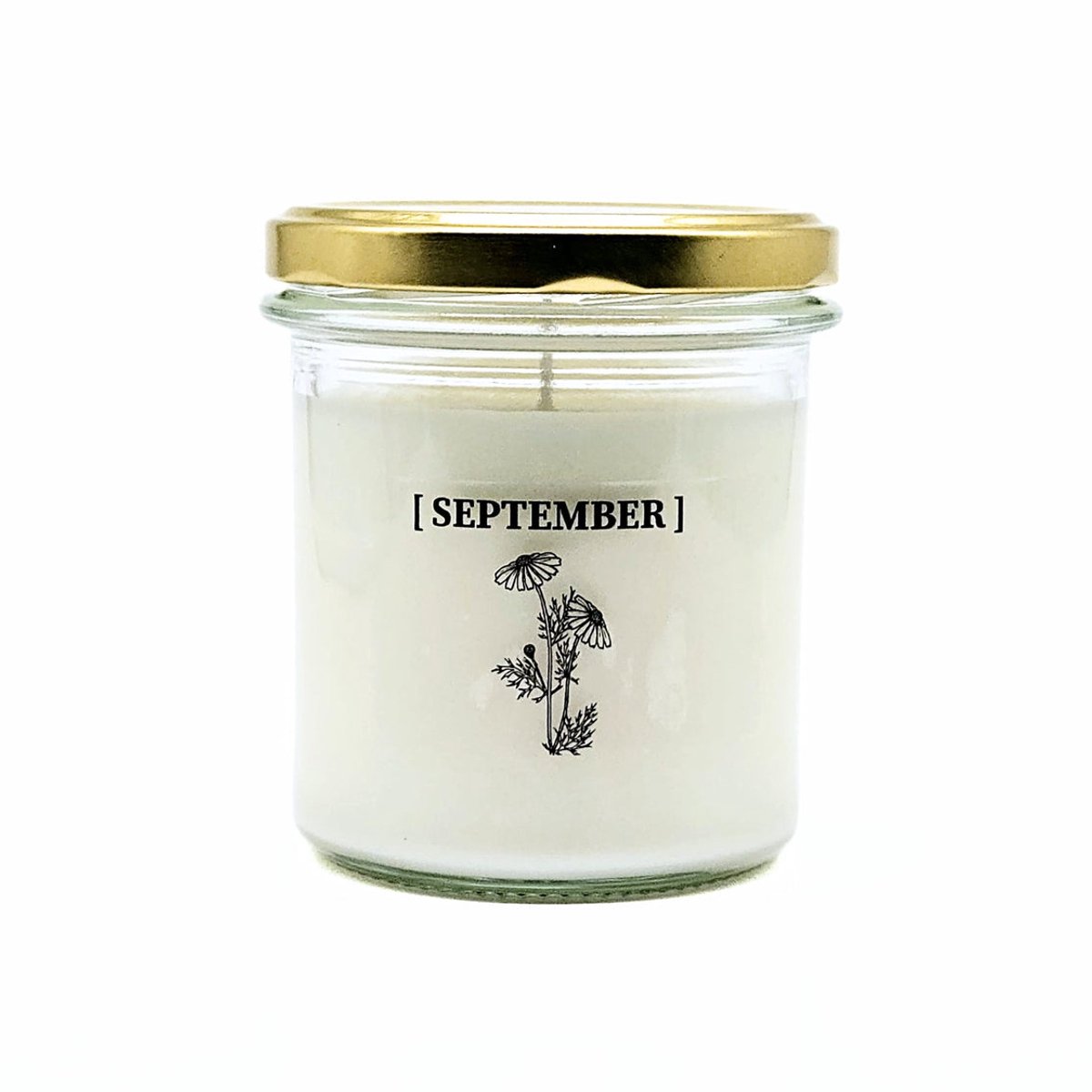 Candlelight-on - geurkaars met geboortebloem en geboortedatum - 17 september - o.b.v. sojawas en etherische oliën