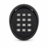 Zwart digitaal toetsenbord met cijfers 0-9 en pijltjestoetsen. Wit toetsenbord op een witte achtergrond.