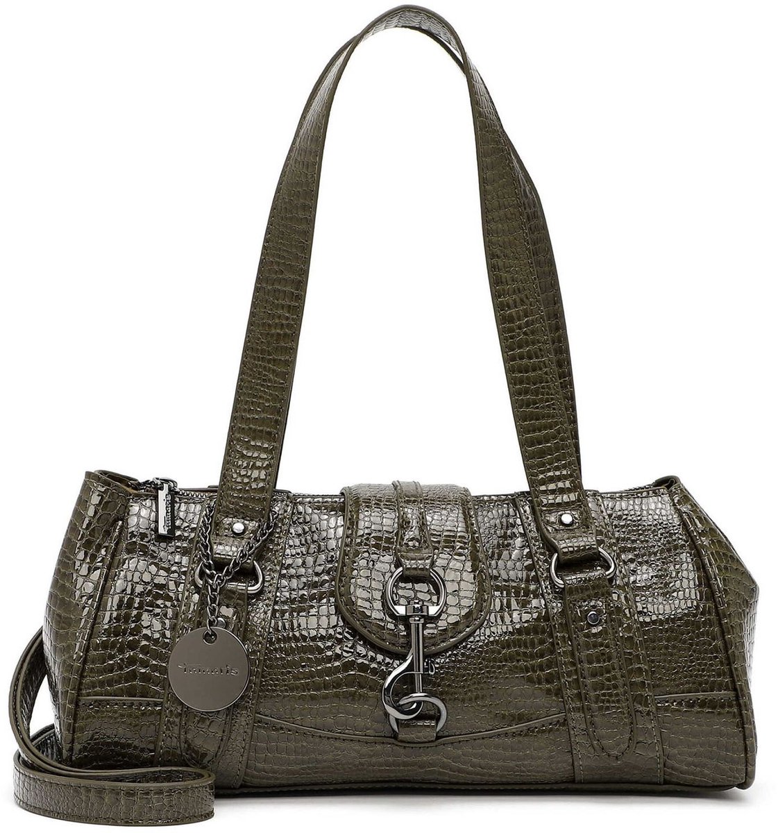 Tamaris schoudertas Marina Snake Cityshopper Oliv groengrijs
