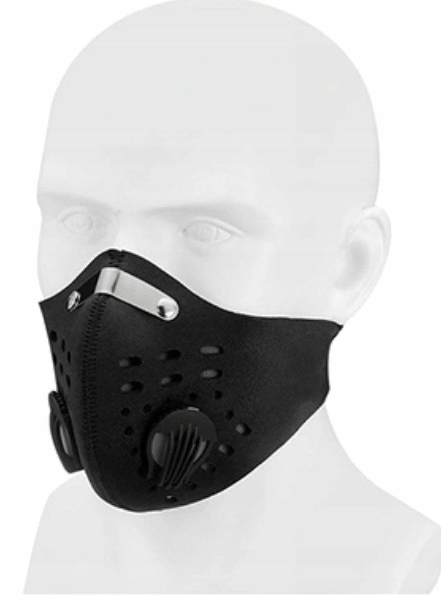 Sportmasker Fietsmasker Zwart Ademend Neopreen met Filter