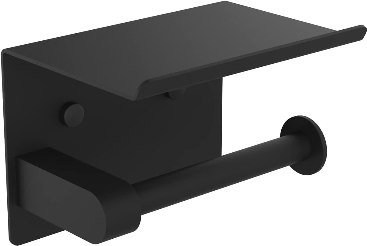 Toiletrolhouder - Roestvrij staal - Zonder Boren - Zwart - Ibergrif Zelfklevende