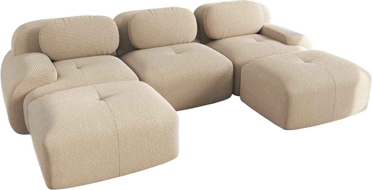 MEUBLE COSY 3-Zitsbank - Modulair met 2 Chaise longue Frame-loos U-Vorm - Beige