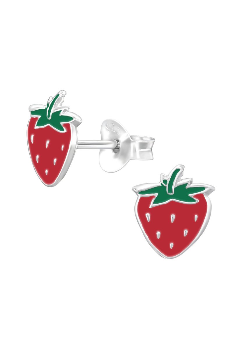 Childrens Silver Strawberry Ear Studs