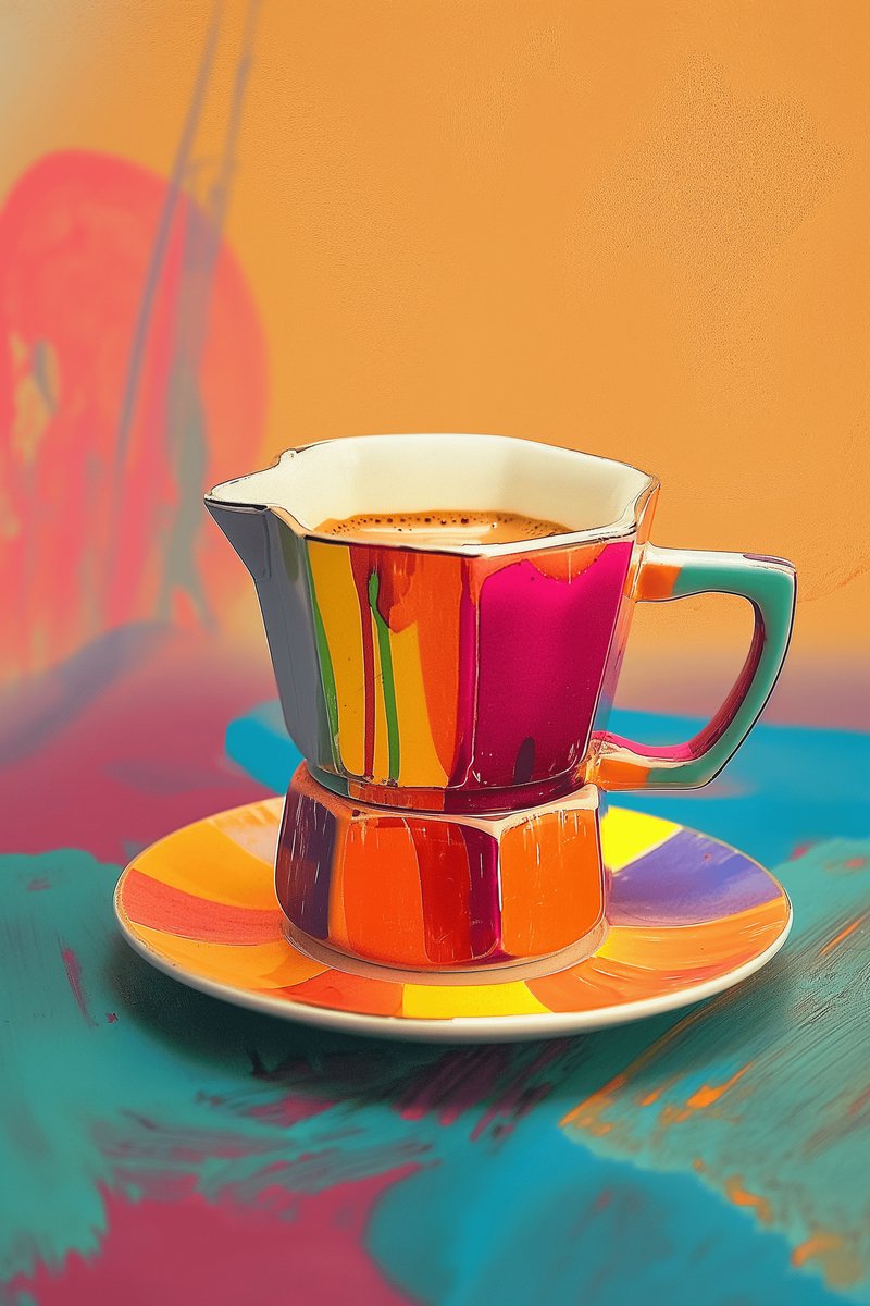 Italiaanse Koffie Poster - Percolator - Koffie - Kleurrijke - Huisdeco - posters - formaat 30x40cm - Wanddecoratie - Abstracte Kunst - XS2177YR