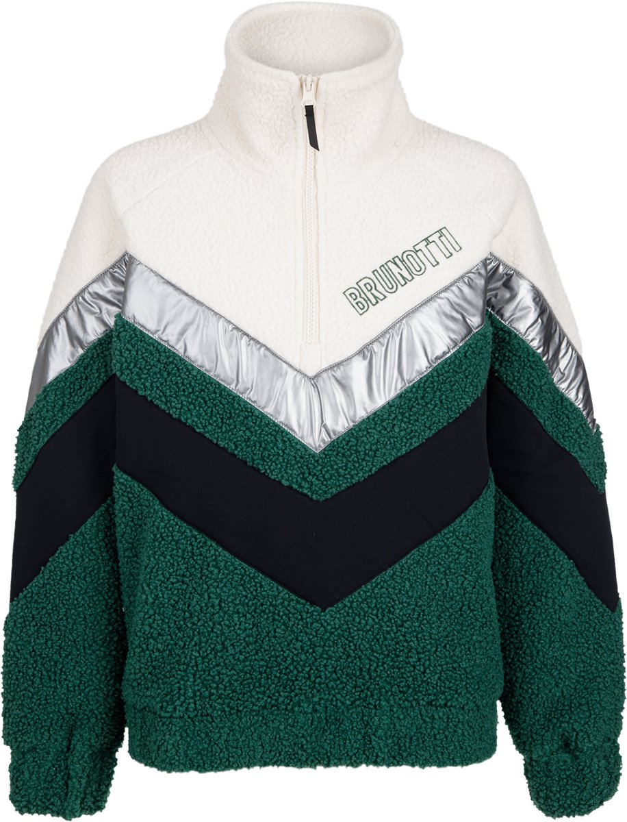 Brunotti - Sandy Teddy Fleece Meisjes - Hunter Green - Fleece met Rits - Loose Fit - 164