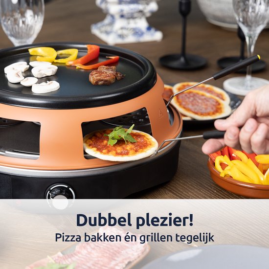 BluMill Pizza Oven en Gourmetstel - 2 in 1 - 6 Persoons - Mini Pizza Oven - Temperatuurregelaar - Incl. Spatels - 1200W — afbeelding 3
