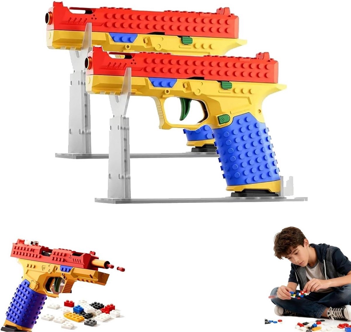 Casalora DIY Bouwstenen Speelgoedpistool - Shell Ejecting Trekker met Automatische Terugtrekactie - Compatibel met Lego - Educatief Model voor Kinderen - Creatief Bouwpakket voor Jongens en Meisjes - Ideaal Cadeau voor Verjaardagen en Feestdagen