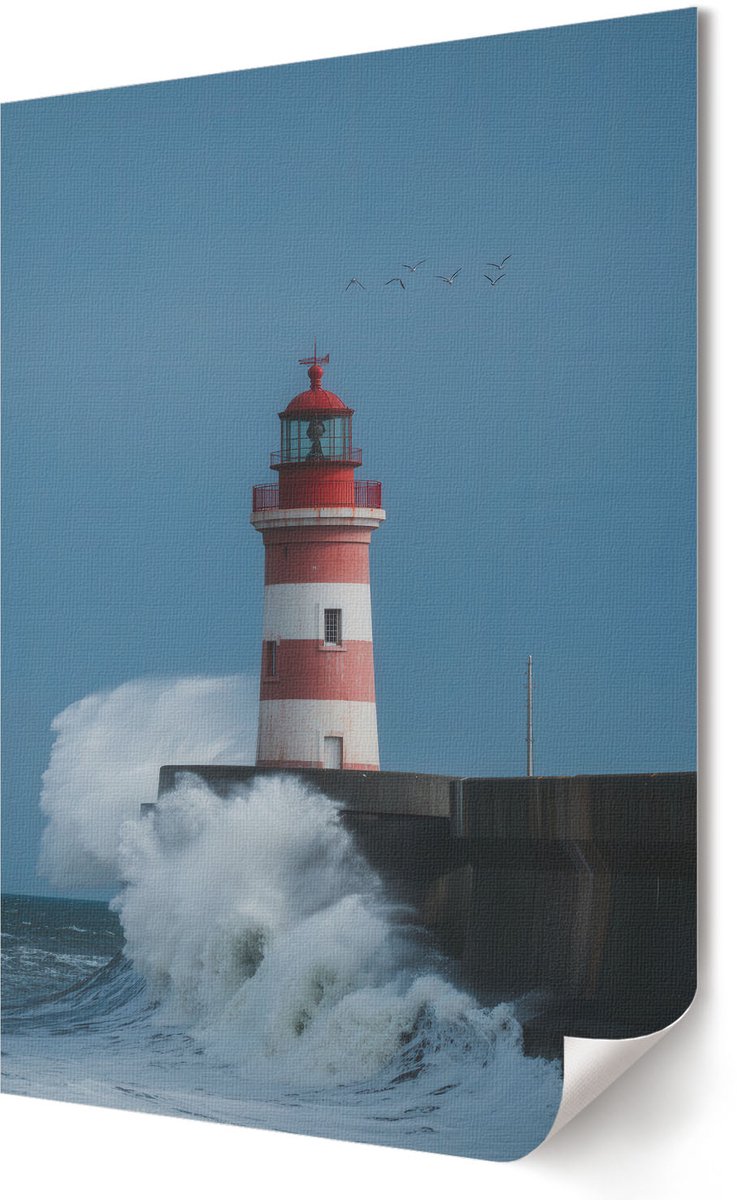 Coloray Canvas Poster Polycanvas - Vuurtoren, Fotografie - 594 x 840 - Blauw Patroon - Rechthoek - Decoratieve poster - Kantoor - Klassiek