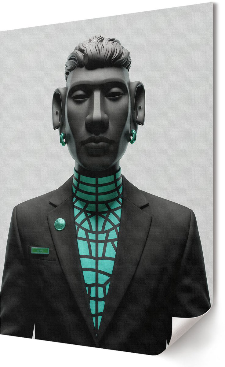 Coloray Polycanvas Poster - Futuristische Sculptuur, Illustratie - 420 x 594 - Zwart Design - Rechthoek - Kunstposter - Woonkamer, Slaapkamer, Kantoor - Modern