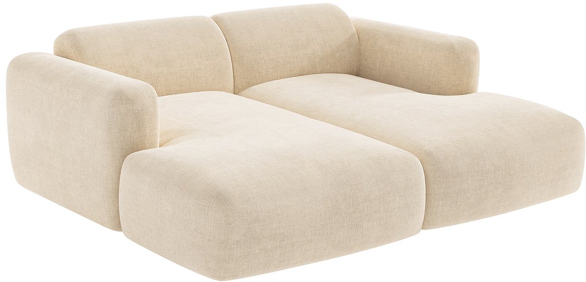 Vente-unique Modulaire tweezitsbank met diepe zitting in beige stof van Maison Céphy POGNI