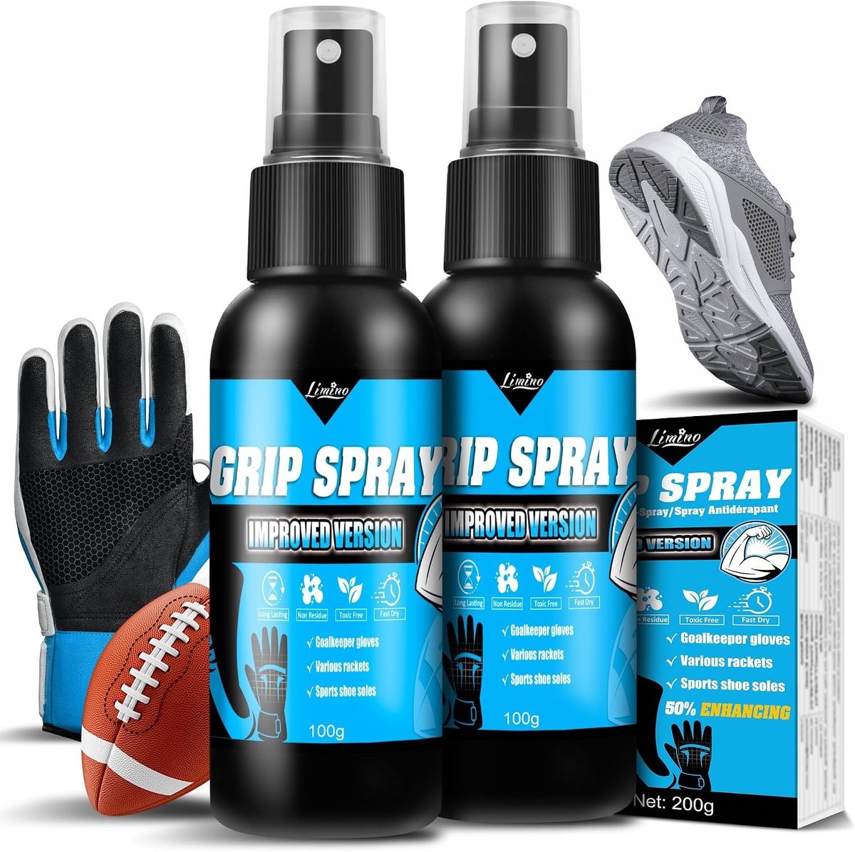Grip Spray voor Keepershandschoenen - 200g Grip Versterker voor Voetbal, Basketbal en Tennis, Ideaal voor Training en Sportaccessoires