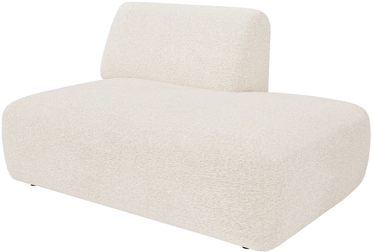 Vente-unique Chaise longue rechts zonder slaapgedeelte in witte boucléstof van Maison Céphy POGNI