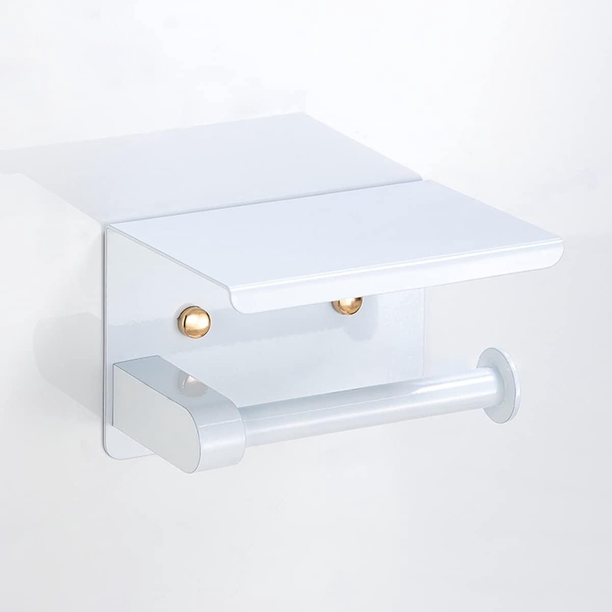 Zelfklevende Toiletrolhouder met Plank - Wit Staal
