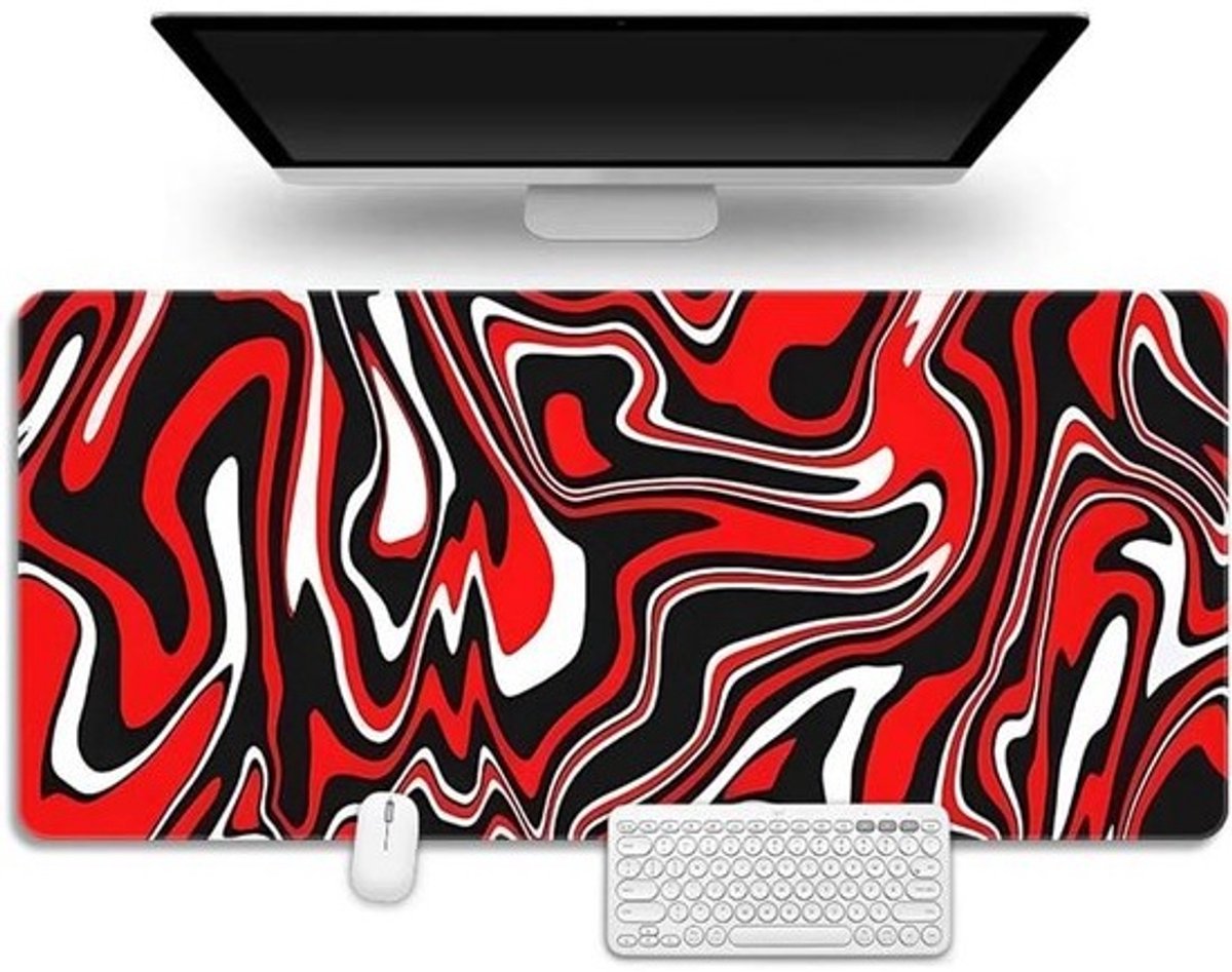 XXL Muismat - Bureauonderlegger Game - Soepel Muisgebruik - Gestikte Randen - 900x400mm - Rood
