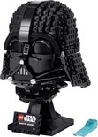 LEGO Darth Vader helm op een zwarte standaard met 'Star Wars Darth Vader' logo.